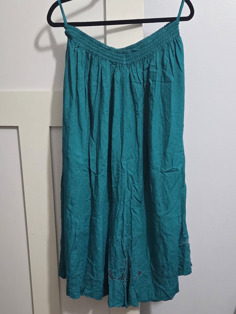 Teal Smocked Waist Maxi Skirt